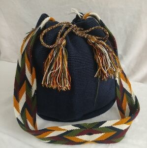 Bag Wayuu Mochila Bucket Boho Colombia Rioacha Blue Navy